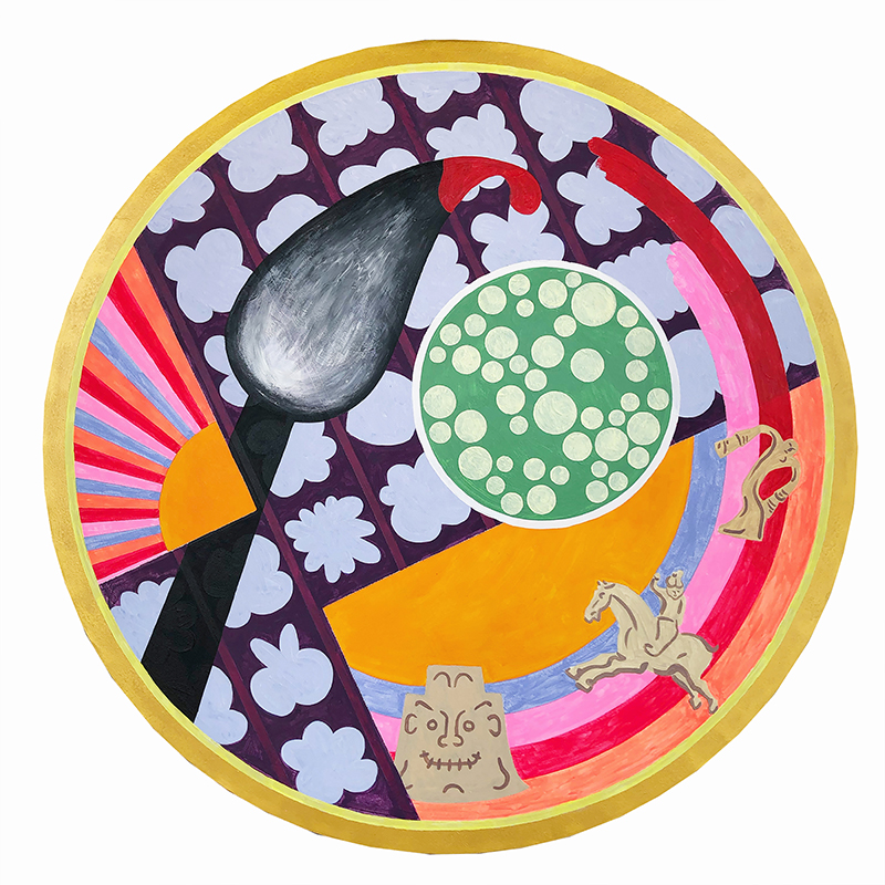 Progress Number One | Acrylic and Printed Paper on Canvas | Diameter 1 Meter | 2019