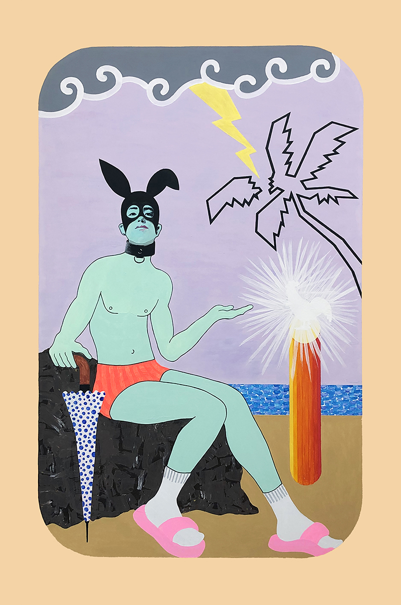 Bronzed Boy Showing Off His Luminous Cock | Acrylic on Canvas | 150 x 100 cm | 2020 | In A Private Collection